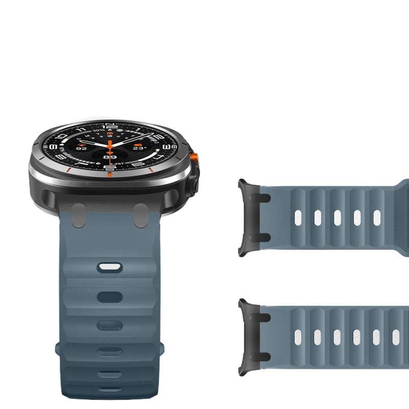 QX سوار ساعة ذكية رياضي من السيليكون متوافق مع Samsung Galaxy Watch Ultra بملاءمة قابلة للتعديل وحزام ناعم للاستبدال اليومي باللون أسود قابل للتعديل باللون الأسود - Image 4