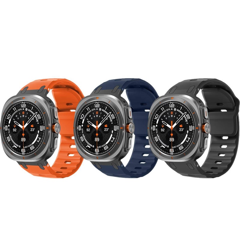 QX سوار ساعة ذكية رياضي من السيليكون متوافق مع Samsung Galaxy Watch Ultra بملاءمة قابلة للتعديل وحزام ناعم للاستبدال اليومي باللون أسود قابل للتعديل باللون الأسود - Image 2