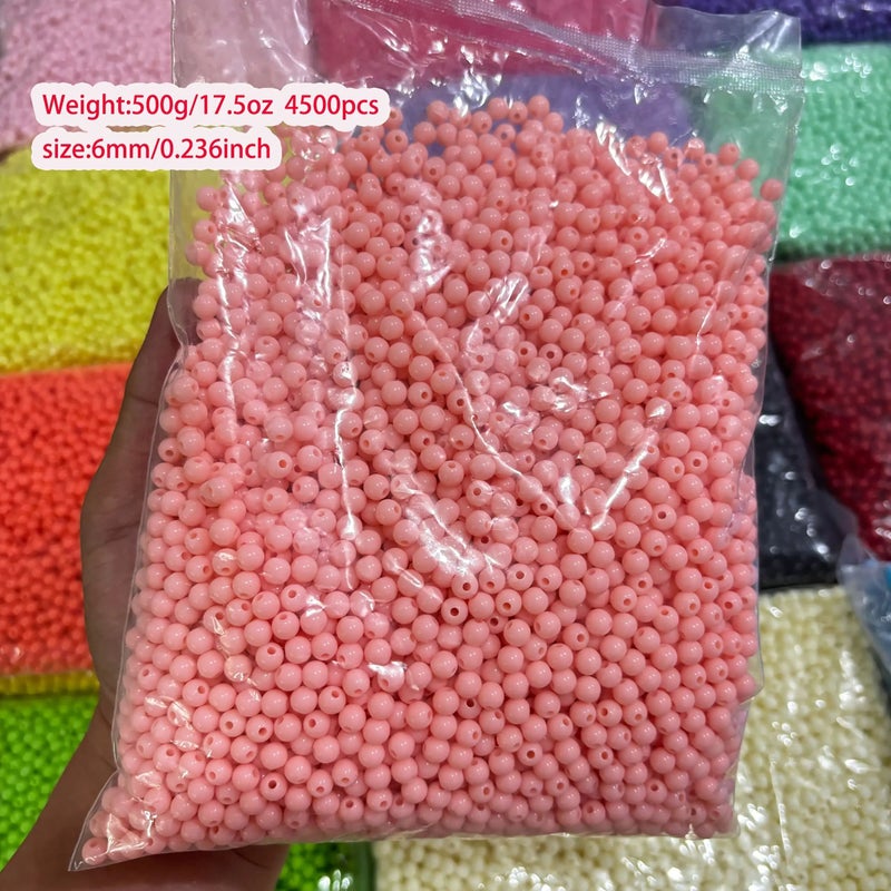 500g 6mm Acrylic Christmas Beads 03 Assorted Solid Colors Glossy Surface For Crafts Jewelry Making Keychains And Festive Decorations - Image 3