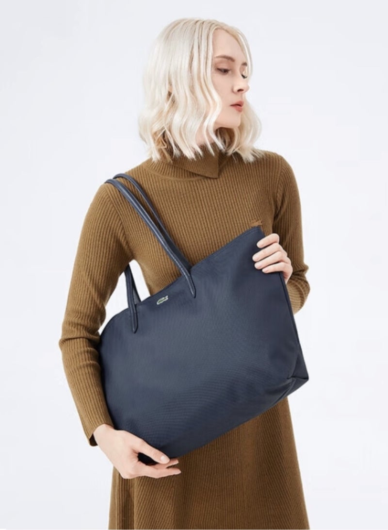 LACOSTE Lacoste Women's L12.12 Concept Fashion Versatile Large Capacity  Zipper Shoulder Bag ,Tote Bag ,Large  tote bag, Navy Blue  - Image 3