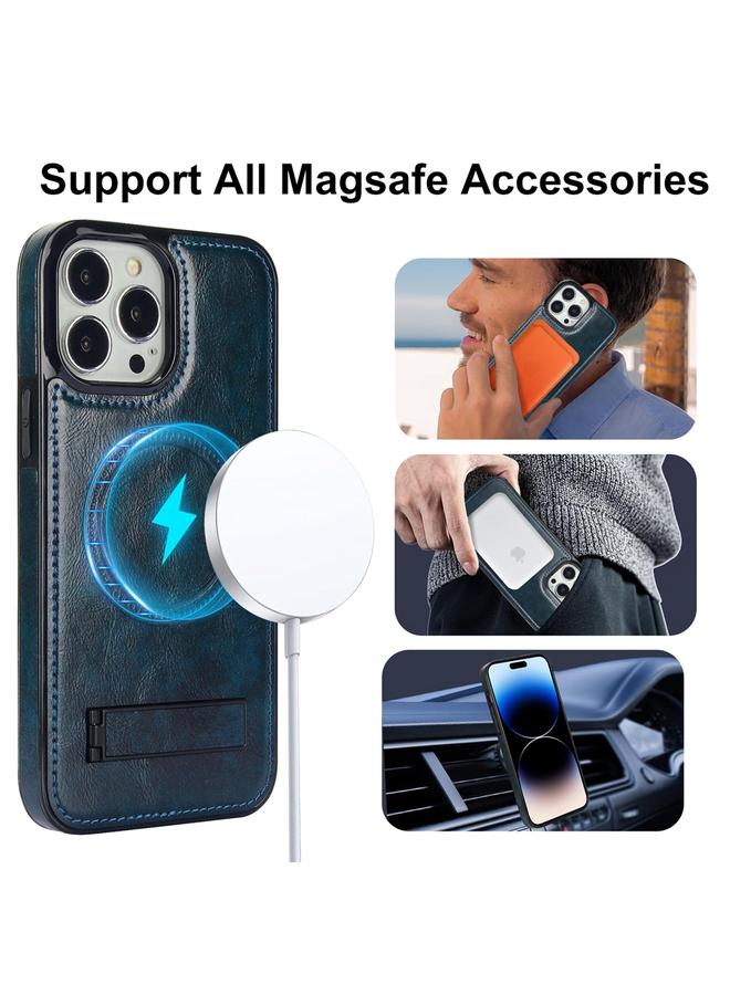 اس-توب جراب هاتف من الجلد بتصميم كلاسيكي مع حامل مغناطيسي غير مرئي لهاتف iPhone 14 Pro - Image 2