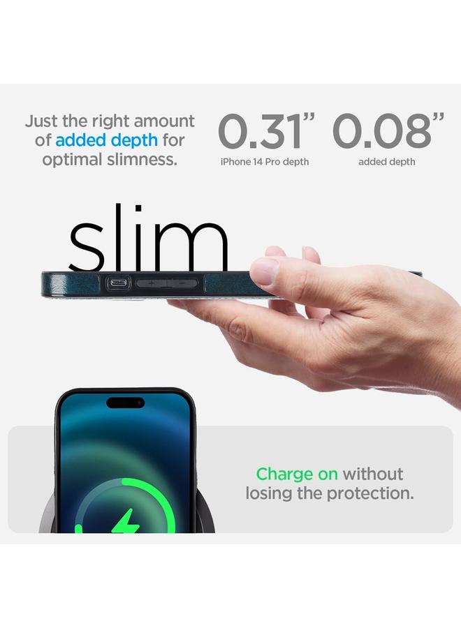 اس-توب جراب هاتف من الجلد بتصميم كلاسيكي مع حامل مغناطيسي غير مرئي لهاتف iPhone 14 Pro - Image 5