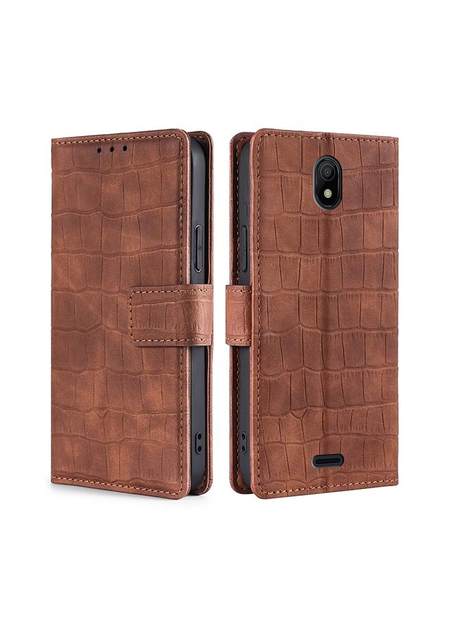 اس-توب جراب لهاتف Nokia C100 مصنوع من الجلد بمشبك مغناطيسي من جلد التمساح - Image 1