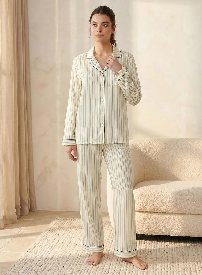 Splash FAV Intimates Pyjama Set Button-Down Shirt & Trousers Viscose