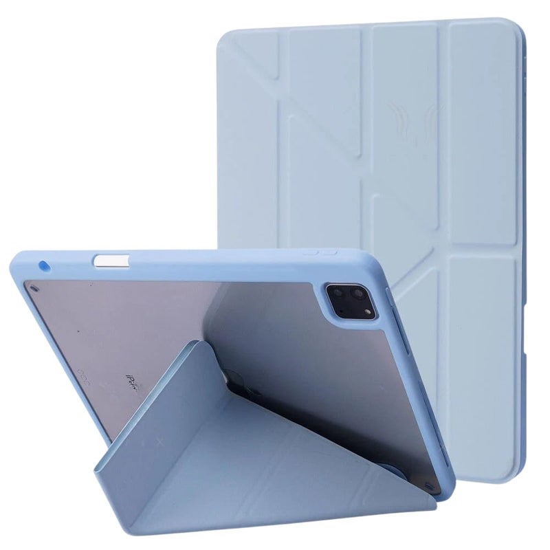 Eco Case for iPad Pro 11 Inch Case M4 5th Generation 2024 with Pencil Holder, 5-in-1 Multiple Viewing Angles, Soft Clear Back Cover, Auto Wake/Sleep, (Light Blue)