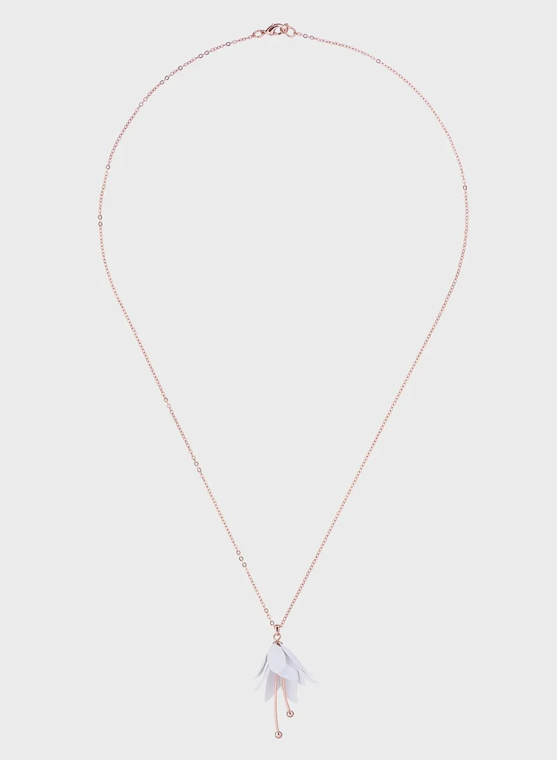 Ted Baker Fayann Fuchsia Drop Flower Pendant Necklace