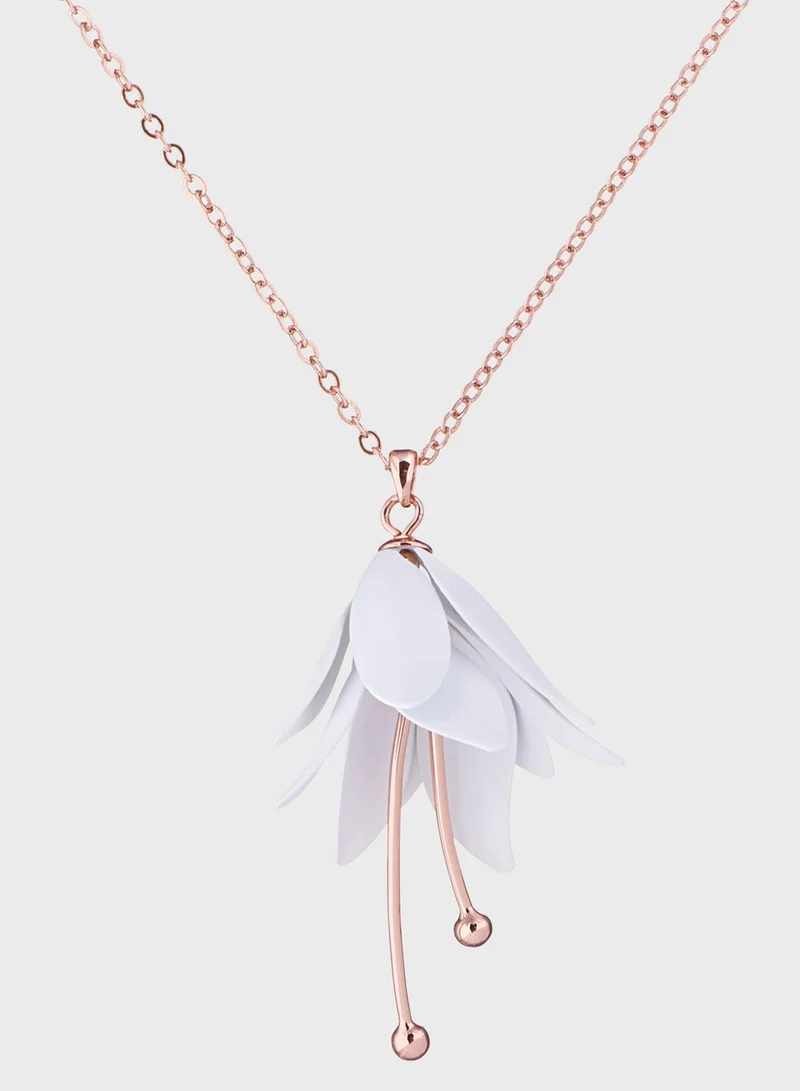 Ted Baker Fayann Fuchsia Drop Flower Pendant Necklace