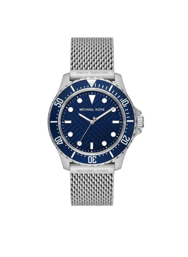 ام كي ساعة رجالية من الكوارتز باللون الفضي والفولاذ المقاوم للصدأ ومينا زرقاء 43 مم 9082 - Image 1