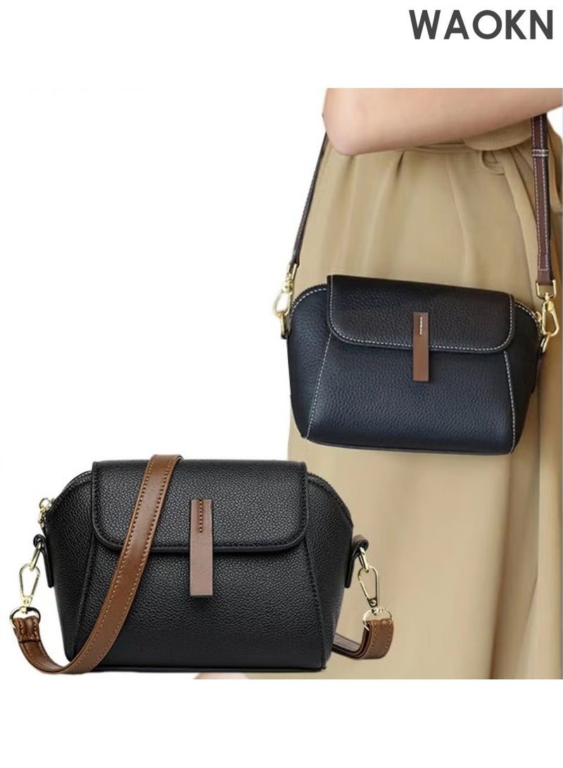 دبليو أيه أو كي أن حقائب الموضة الجديدة للنساء ناعمة الجلد بسيطة الكلاسيكية حقيبة كروسبودي مزدوجة الطبقة مقصورة مغناطيسية الإغلاق حقيبة يدية حقيبة شل ، حقيبة مربع ريترو فرنسية عالية الجودة ، الموضة ، الشخصية ، الجو ، تصميم متخصص ، حقيبة كروسبودي للنساء ذات الكتف الواحد. - Image 1