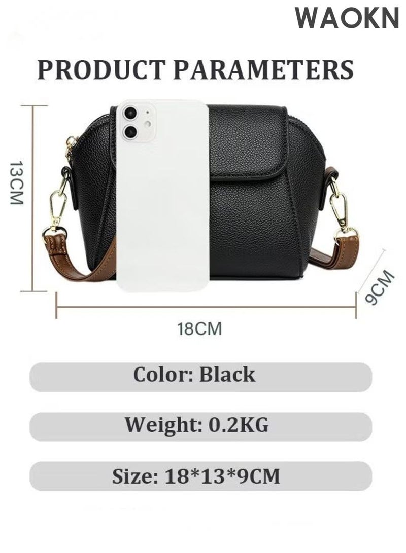 دبليو أيه أو كي أن حقائب الموضة الجديدة للنساء ناعمة الجلد بسيطة الكلاسيكية حقيبة كروسبودي مزدوجة الطبقة مقصورة مغناطيسية الإغلاق حقيبة يدية حقيبة شل ، حقيبة مربع ريترو فرنسية عالية الجودة ، الموضة ، الشخصية ، الجو ، تصميم متخصص ، حقيبة كروسبودي للنساء ذات الكتف الواحد. - Image 4