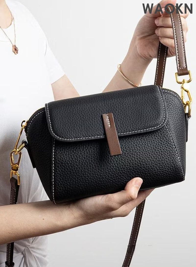 دبليو أيه أو كي أن حقائب الموضة الجديدة للنساء ناعمة الجلد بسيطة الكلاسيكية حقيبة كروسبودي مزدوجة الطبقة مقصورة مغناطيسية الإغلاق حقيبة يدية حقيبة شل ، حقيبة مربع ريترو فرنسية عالية الجودة ، الموضة ، الشخصية ، الجو ، تصميم متخصص ، حقيبة كروسبودي للنساء ذات الكتف الواحد. - Image 5