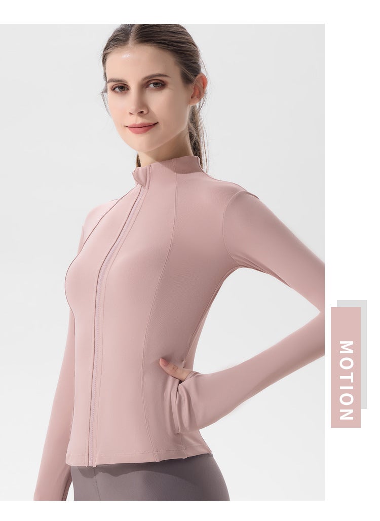 Generic New Yoga Jacket Womens Lulu-Inspired Fitness Top Long Sleeve Pink 