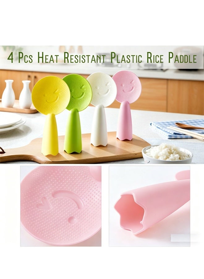 4Pcs Plastic Non-Stick Rice Paddle Heat Resistant Standing Spoon for Kitchen Use - Image 3