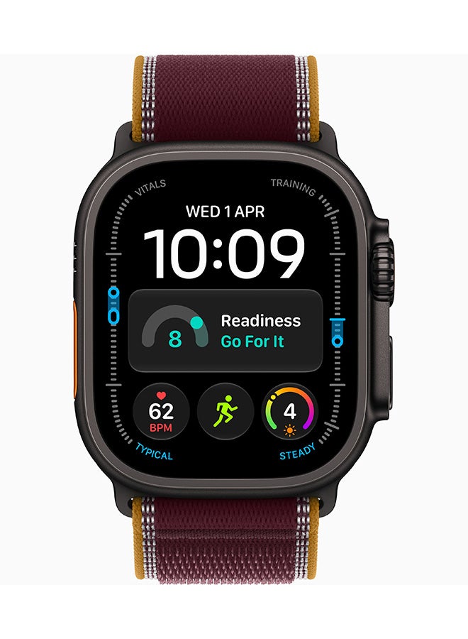 Apple Watch Ultra 4 GPS + Cellular (Middle East Version) Black Titanium Case With Burgundy Trail Loop Small/Medium - Image 2