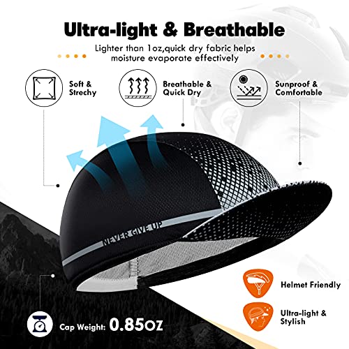 Hikenture Cycling Cap,Cooling Skull Cap Bike Hat with Sun Visor, Summer Breathable Helmet Liner Biking Cap for Men Women (Grey Dot) - Image 3