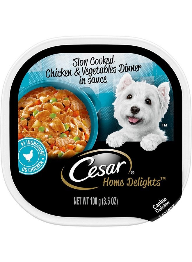 سيزار 6 صواني فردية من طعام الكلاب الرطب CESAR Home Delights، عشاء الدجاج والخضروات المطبوخ ببطء، 3.5 أونصة لكل منها - Image 1