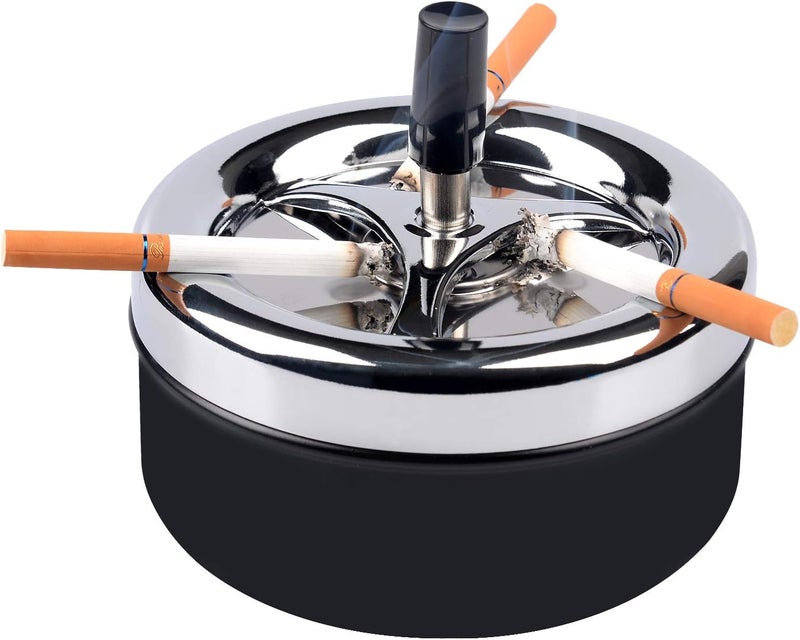 ONE250 Round Push Down Stainless Steel Modern Tabletop Cigarette Ashtray with Spinning Tray, Cigarette Ashtray for Indoor or Outdoor Use, Ash Holder for Smokers, Smoking Ash Tray for Home Office - Image 4