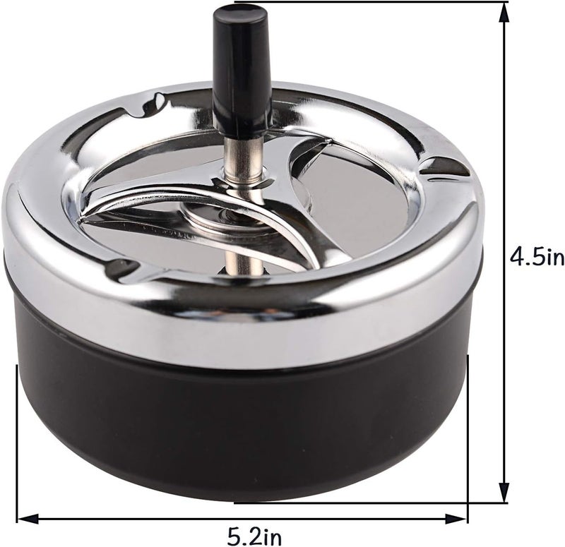 ONE250 Round Push Down Stainless Steel Modern Tabletop Cigarette Ashtray with Spinning Tray, Cigarette Ashtray for Indoor or Outdoor Use, Ash Holder for Smokers, Smoking Ash Tray for Home Office - Image 2