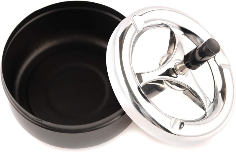 ONE250 Round Push Down Stainless Steel Modern Tabletop Cigarette Ashtray with Spinning Tray, Cigarette Ashtray for Indoor or Outdoor Use, Ash Holder for Smokers, Smoking Ash Tray for Home Office - Image 5
