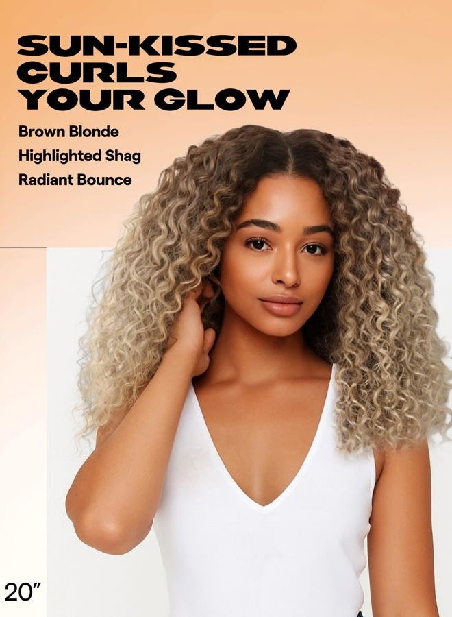 GORGIUS Brown and Blonde Highlight Curly Lace Front Wigs Pre Cut Glueless Highlighted Synthetic Wig Upgraded with Premium Human-Hair-Like Fiber Pre Plucked Hairline 20 Inch - Image 2