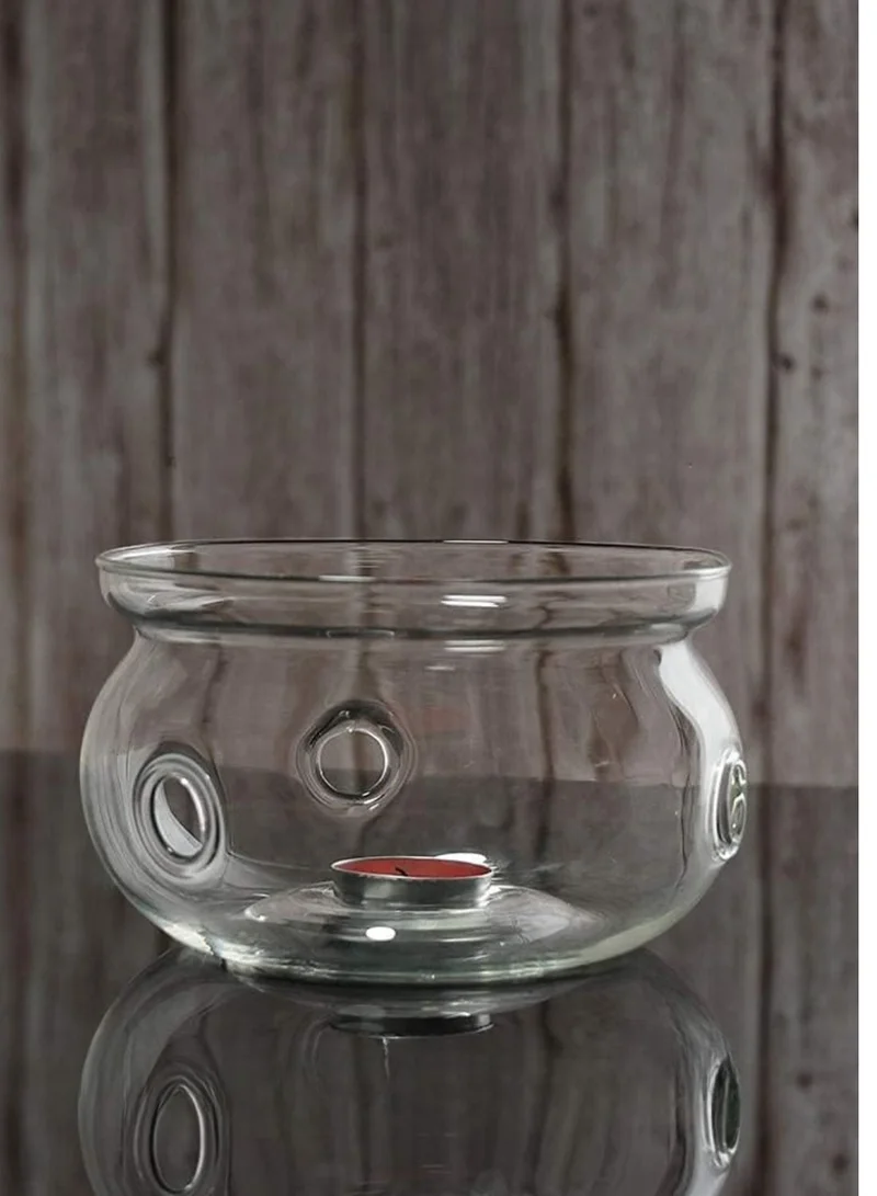 1Chase Borosilicate Heat Resistant Glass Teapot with Tea Warmer and 50 ml Double Wall Glass 6 Pc Set