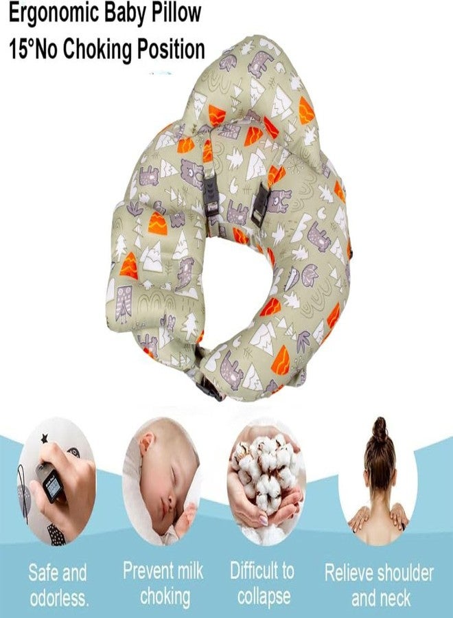 VOIDROP Feeding Pillow for Babies & Mothers Nursing Pillow for Breastfeeding Bottle Feeding Soft Cotton Cover Comfortable Support Cushion for Mom & Infant Washable & Durable (Printed Green) - Image 4