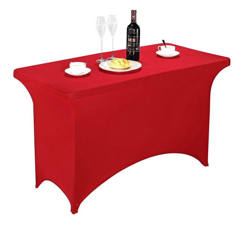 LZY Spandex Fitted Stretch Table Cover for 4ft or 6ft or 8ft Folding Table Rectangular Cocktail Tablecloth Perfect for Party or Banquet