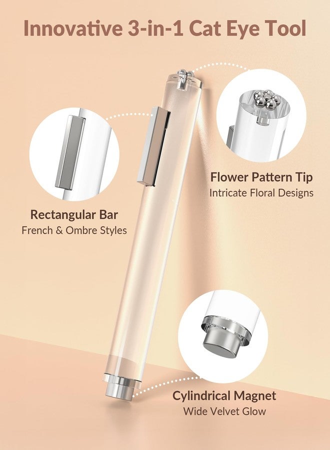 Aphlos Cat Eye Nail Magnet Tool 3-in-1 - Magnetic Wand for Flower and Pattern Effects, Long Clear Handle Design, Easy Control Accessory for Cat Eye Gel Polish Users - Image 2