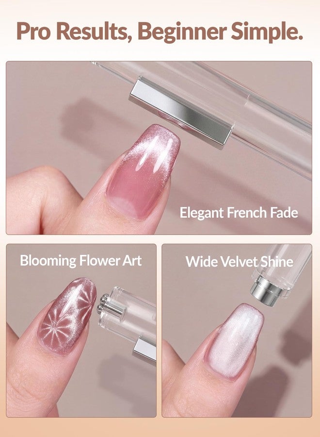 Aphlos Cat Eye Nail Magnet Tool 3-in-1 - Magnetic Wand for Flower and Pattern Effects, Long Clear Handle Design, Easy Control Accessory for Cat Eye Gel Polish Users - Image 3
