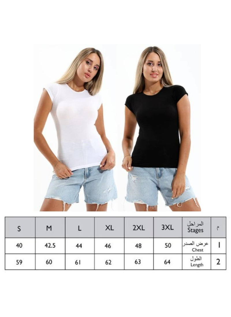 COTTONIL - Women Basic Cotton Easy Top Crew Neck Short Sleeve Undershirt - Image 1