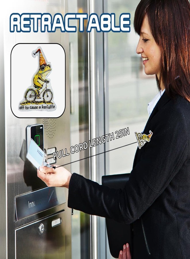 TNDCKP Nurse Badge Reel Retractable ID Badge Holder with 360 Swivel Alligator Clip - Funny Frog on Bike Quote “Off to Cause a Kerfuffle” for RN LPN CNA MA, Nursing Students - Image 5