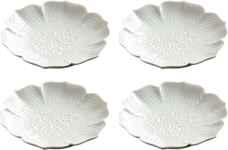 Gaolinci Gaolinci Zen Ceramic Lotus Shaped Appetizer and Dessert Plates Set of 4  - Image 1