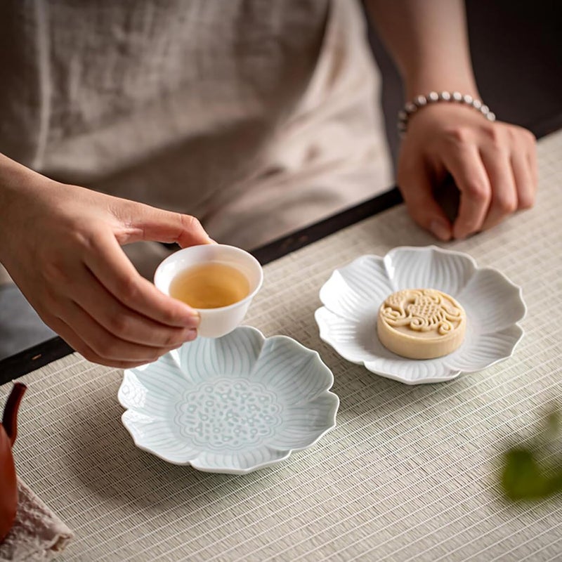 Gaolinci Gaolinci Zen Ceramic Lotus Shaped Appetizer and Dessert Plates Set of 4  - Image 3
