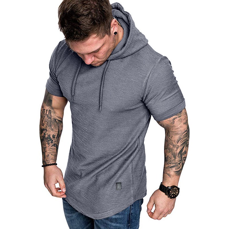 Cross-border 2024 New T-shirt Men's Short-sleeved T-shirt Casual Sports Hoodie Men's Hoodie Loose T-shirt Top - Image 2