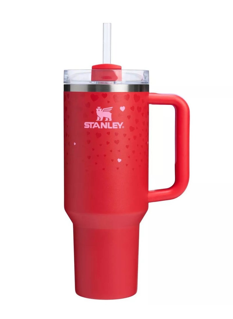 Stanley - Stanley Stainless Steel Tumbler - Vacuum Insulated Water Bottle for Home, Office or Car Reusable Cup with Straw Leak Resistant Flip Cold for 12 Hours or Iced for 2 Days, 40oz，Couple water cup, Valentine's Day gift，Red style - Image 1