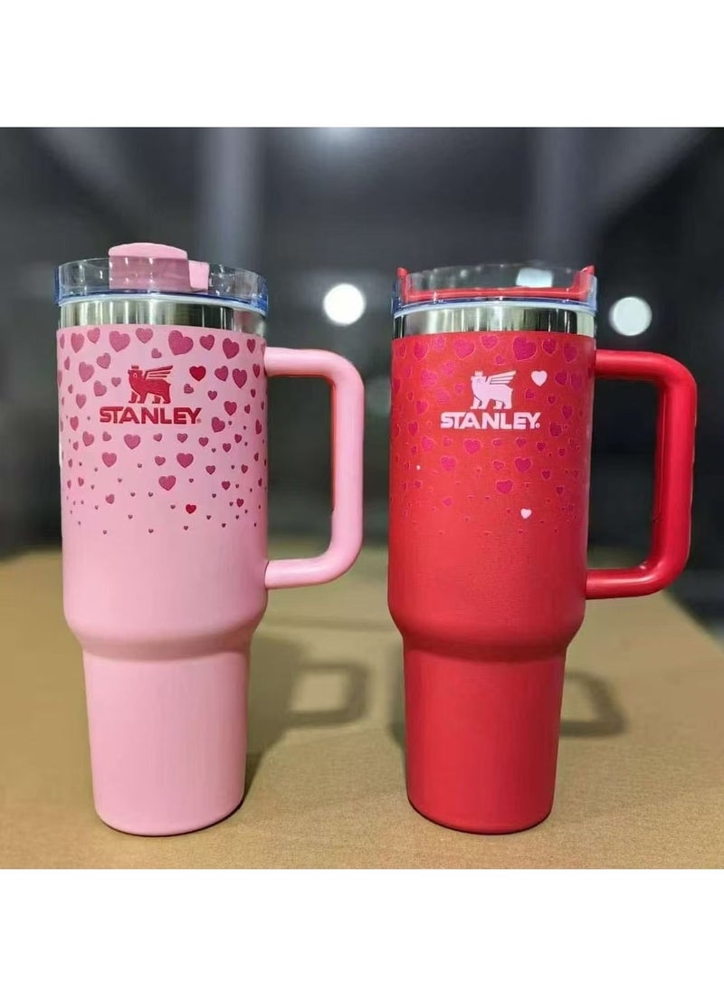 Stanley - Stanley Stainless Steel Tumbler - Vacuum Insulated Water Bottle for Home, Office or Car Reusable Cup with Straw Leak Resistant Flip Cold for 12 Hours or Iced for 2 Days, 40oz，Couple water cup, Valentine's Day gift，Red style - Image 1