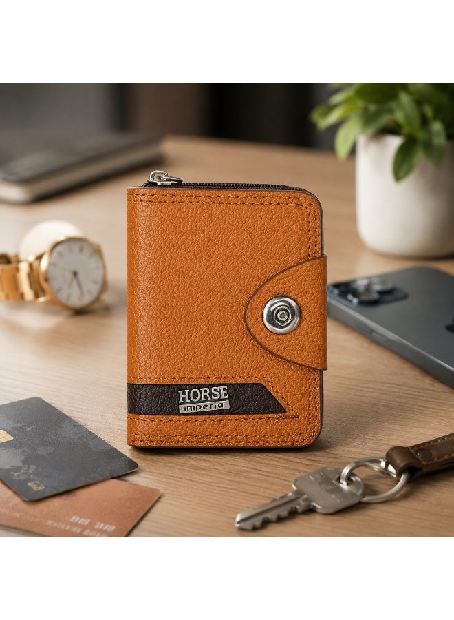 Horse Slim Leather Card Holder – Compact Wallet for Cards and Cash – Havana Color - Image 2