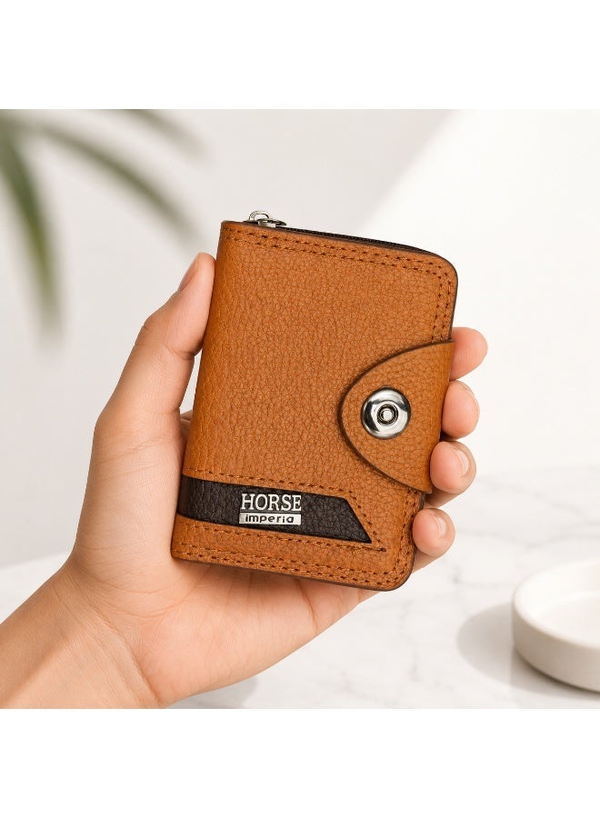 Horse Slim Leather Card Holder – Compact Wallet for Cards and Cash – Havana Color - Image 3