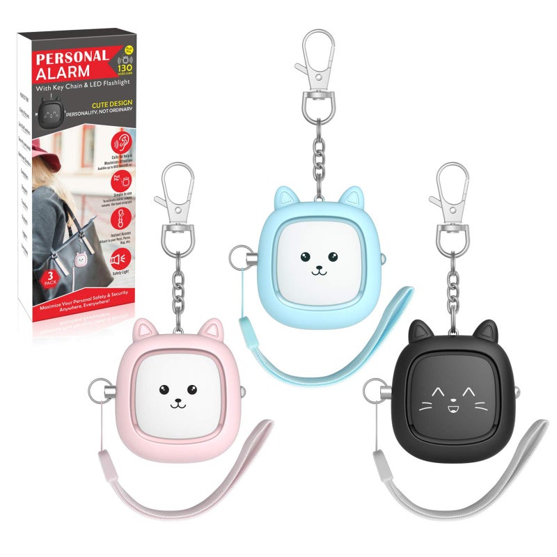 VIGOROAD Safe Sound Personal Alarm, VIGOROAD 3 Pack 130 dB Loud Siren Song Emergency Self-Defense Security Alarm Keychain with LED Light, Personal Sound Safety Siren for Women, Men, Children, Elderly - Image 1