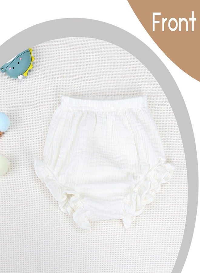 Poocen 5pcs Toddler Baby Girls Boy White Ruffled Bloomers Diaper Cover Cotton Linen Bloomer Shorts Underwear - Image 4