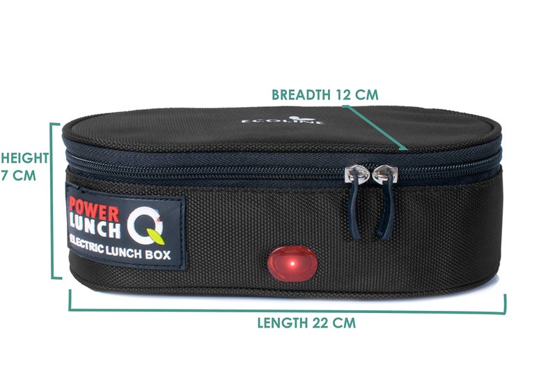 Ecoline Q2 Electric Power Fabric 800ml Lunch Box with 2 Stainless Steel Containers 400ml (Black) - Image 4