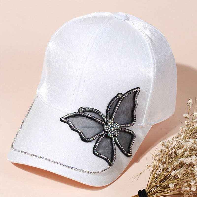 New Men'S And Women'S Simple Cotton Hat Flower Metal Decoration Diamond Baseball Cap - Image 1