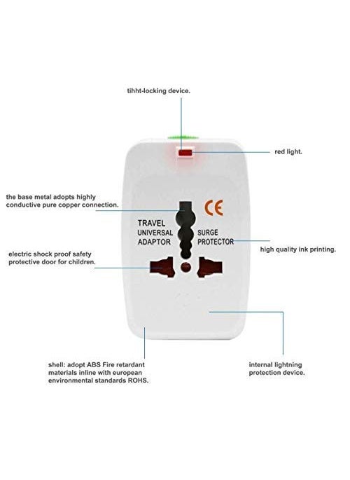 Seaspirit SEASPIRIT 3 PIN Multi Plug with Indicator White and Black,3 Way Switched Adaptor, Universal Plug USB Travel Adaptor (650)  - Image 2