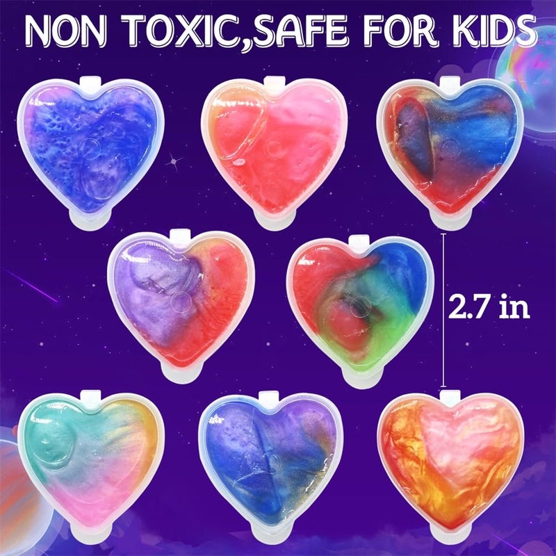 LUKBERA 28 Pack Galaxy Slimes Set, Heart Slime Stress Relief for Kids Boys Girls Valentines Day Classroom School Exchange Birthday Gifts Game Prizes - Image 2