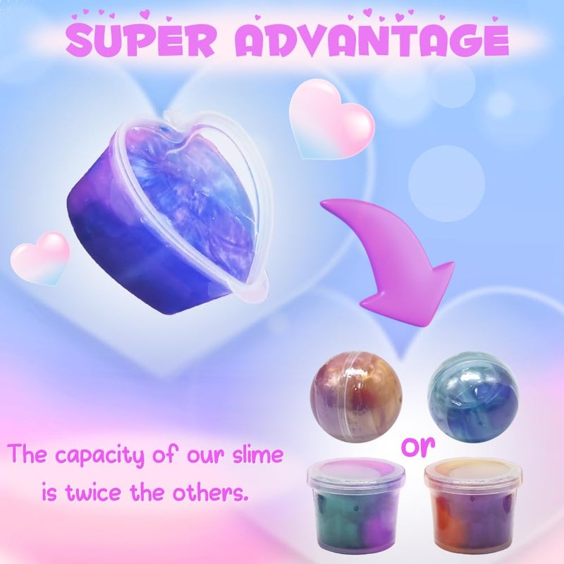 LUKBERA 28 Pack Galaxy Slimes Set, Heart Slime Stress Relief for Kids Boys Girls Valentines Day Classroom School Exchange Birthday Gifts Game Prizes - Image 5