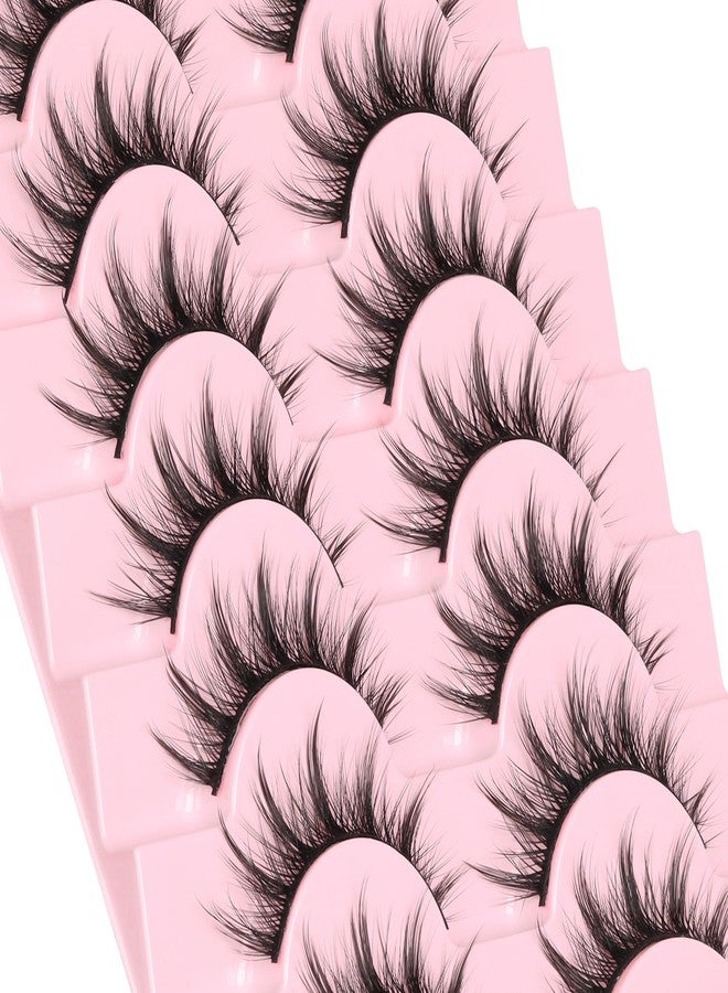 Losha Lashes Fluffy Manga Lashes Spiky Anime False Eyelashes 8 Pairs Natural Eye Lashes 6D Asian Fake Eyelashes Pack Soft Reusable Faux Mink Lashes (Manga) - Image 5