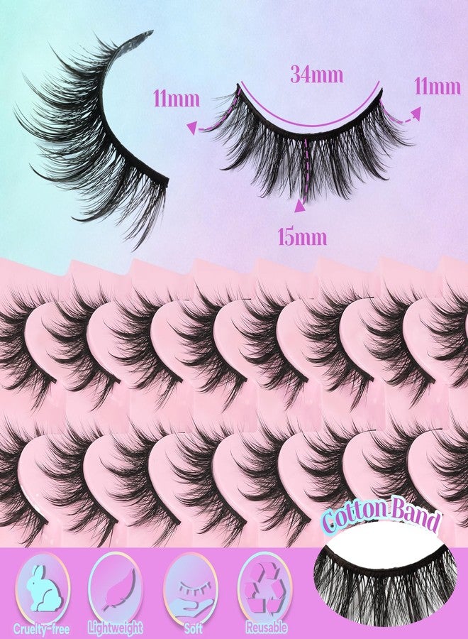 Losha Lashes Fluffy Manga Lashes Spiky Anime False Eyelashes 8 Pairs Natural Eye Lashes 6D Asian Fake Eyelashes Pack Soft Reusable Faux Mink Lashes (Manga) - Image 2