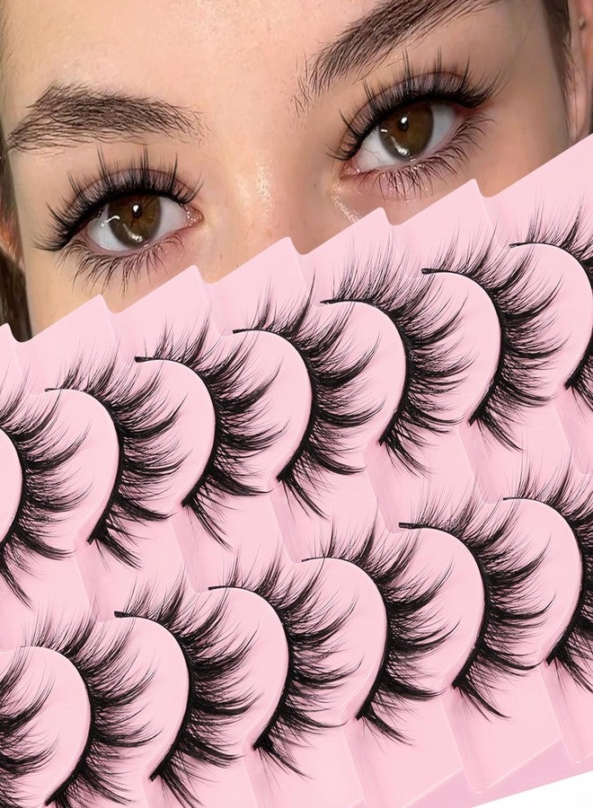 Losha Lashes Fluffy Manga Lashes Spiky Anime False Eyelashes 8 Pairs Natural Eye Lashes 6D Asian Fake Eyelashes Pack Soft Reusable Faux Mink Lashes (Manga) - Image 1