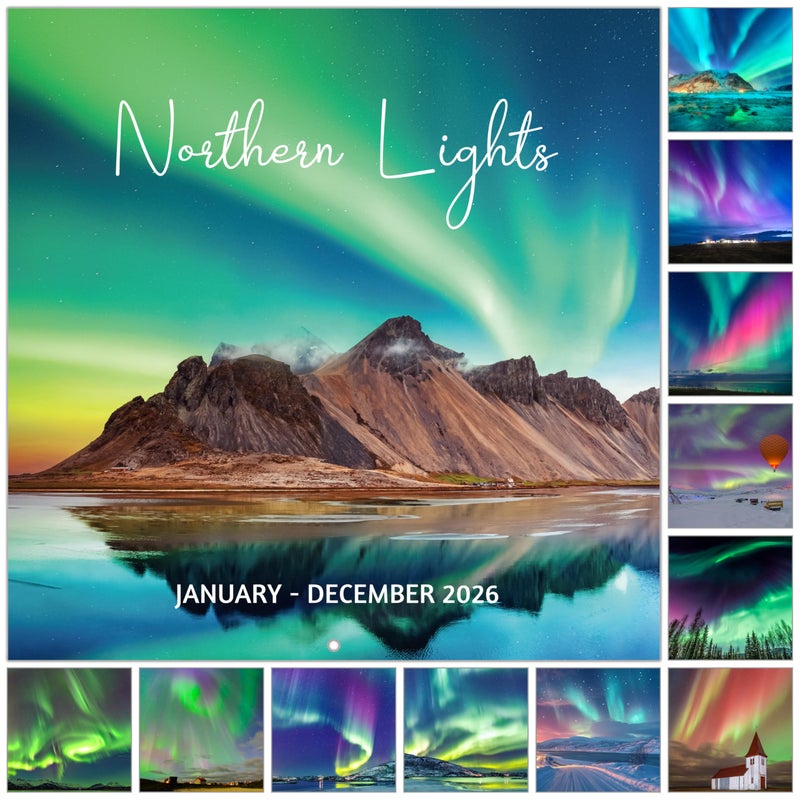 GoiUnlt 2026 Calendar, 2026 Wall Calendar, Northern Lights Calendar 2026 from Jan 2026 - Dec 2026, 12" x 24" (Open), 12 Month Wall Calendar 2026, Large Blocks, Thick Paper, Hanging Holes, Ample Writing Space - Image 1