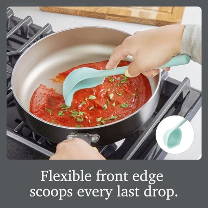 Tovolo Flex Core Small Silicone Ladle Aqua Seafoam Green Heat Safe Silicone Soup Ladle BPA Free, Dishwasher Safe Small Kitchen Ladle with Precision Pour Lip for Serving Sauces Soups Gravies - Image 3